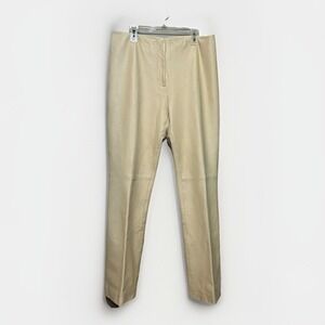 VS2 BY VAKKO PANTS CREAM 100% LAMB LEATHER FULLY LINED STRAIGHT LEG SZ 8